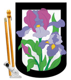 Iris - Floral Spring Vertical Applique Decorative Flags HG104052
