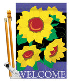 Sunflowers - Floral Spring Vertical Applique Decorative Flags HG104054