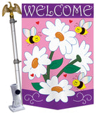 Daisies - Floral Spring Vertical Applique Decorative Flags HG104060