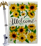 Welcome Sunflowers Bouquet - Floral Spring Vertical Impressions Decorative Flags HG104091 Made In USA