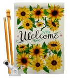 Welcome Sunflowers Bouquet - Floral Spring Vertical Impressions Decorative Flags HG104091 Made In USA