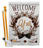 Welcome Y'all Cotton Reef - Floral Spring Vertical Impressions Decorative Flags HG104092 Made In USA