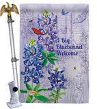 Bluebonnet Welcome - Floral Spring Vertical Impressions Decorative Flags HG104096 Made In USA