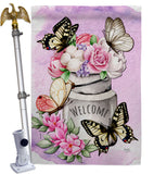 Butterflies Water Can - Floral Spring Vertical Impressions Decorative Flags HG104117 Made In USA