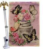 Butterflies Water Can - Floral Spring Vertical Impressions Decorative Flags HG104117 Made In USA