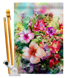 Bright Hibiscus - Floral Spring Vertical Impressions Decorative Flags HG104125 Made In USA