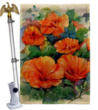 Red Hibiscus - Floral Spring Vertical Impressions Decorative Flags HG104140 Made In USA