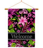 Purple Welcome Floral - Floral Garden Friends Vertical Impressions Decorative Flags HG120013 Made In USA
