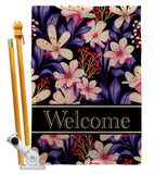Pink Welcome Floral - Floral Garden Friends Vertical Impressions Decorative Flags HG120015 Made In USA