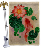 Lotus Pond - Floral Garden Friends Horizontal Impressions Decorative Flags HG120242 Made In USA