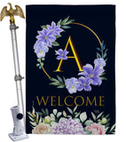 Welcome A Initial - Floral Spring Vertical Impressions Decorative Flags HG130235 Made In USA