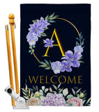 Welcome A Initial - Floral Spring Vertical Impressions Decorative Flags HG130235 Made In USA