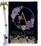 Welcome A Initial - Floral Spring Vertical Impressions Decorative Flags HG130235 Made In USA