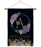 Welcome A Initial - Floral Spring Vertical Impressions Decorative Flags HG130235 Made In USA