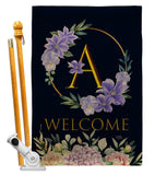 Welcome A Initial - Floral Spring Vertical Impressions Decorative Flags HG130235 Made In USA