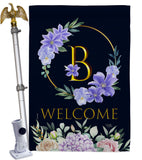 Welcome B Initial - Floral Spring Vertical Impressions Decorative Flags HG130236 Made In USA