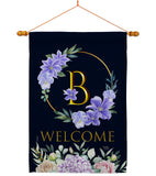 Welcome B Initial - Floral Spring Vertical Impressions Decorative Flags HG130236 Made In USA