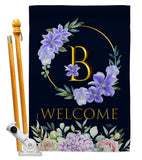 Welcome B Initial - Floral Spring Vertical Impressions Decorative Flags HG130236 Made In USA