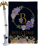 Welcome B Initial - Floral Spring Vertical Impressions Decorative Flags HG130236 Made In USA