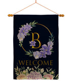 Welcome B Initial - Floral Spring Vertical Impressions Decorative Flags HG130236 Made In USA