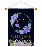 Welcome C Initial - Floral Spring Vertical Impressions Decorative Flags HG130237 Made In USA