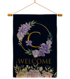 Welcome C Initial - Floral Spring Vertical Impressions Decorative Flags HG130237 Made In USA