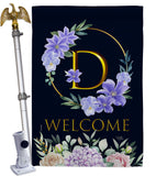 Welcome D Initial - Floral Spring Vertical Impressions Decorative Flags HG130238 Made In USA