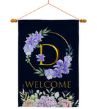 Welcome D Initial - Floral Spring Vertical Impressions Decorative Flags HG130238 Made In USA