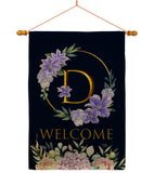 Welcome D Initial - Floral Spring Vertical Impressions Decorative Flags HG130238 Made In USA