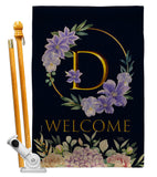 Welcome D Initial - Floral Spring Vertical Impressions Decorative Flags HG130238 Made In USA