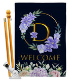 Welcome D Initial - Floral Spring Vertical Impressions Decorative Flags HG130238 Made In USA