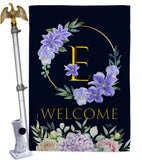 Welcome E Initial - Floral Spring Vertical Impressions Decorative Flags HG130239 Made In USA