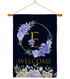 Welcome E Initial - Floral Spring Vertical Impressions Decorative Flags HG130239 Made In USA