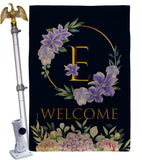 Welcome E Initial - Floral Spring Vertical Impressions Decorative Flags HG130239 Made In USA