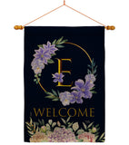 Welcome E Initial - Floral Spring Vertical Impressions Decorative Flags HG130239 Made In USA