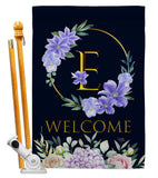 Welcome E Initial - Floral Spring Vertical Impressions Decorative Flags HG130239 Made In USA