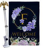 Welcome F Initial - Floral Spring Vertical Impressions Decorative Flags HG130240 Made In USA