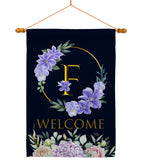 Welcome F Initial - Floral Spring Vertical Impressions Decorative Flags HG130240 Made In USA