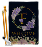 Welcome F Initial - Floral Spring Vertical Impressions Decorative Flags HG130240 Made In USA