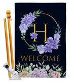 Welcome H Initial - Floral Spring Vertical Impressions Decorative Flags HG130242 Made In USA