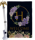 Welcome H Initial - Floral Spring Vertical Impressions Decorative Flags HG130242 Made In USA