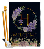 Welcome H Initial - Floral Spring Vertical Impressions Decorative Flags HG130242 Made In USA