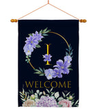 Welcome I Initial - Floral Spring Vertical Impressions Decorative Flags HG130243 Made In USA