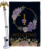 Welcome I Initial - Floral Spring Vertical Impressions Decorative Flags HG130243 Made In USA