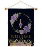 Welcome I Initial - Floral Spring Vertical Impressions Decorative Flags HG130243 Made In USA