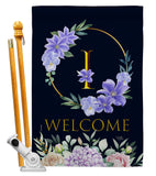 Welcome I Initial - Floral Spring Vertical Impressions Decorative Flags HG130243 Made In USA