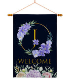 Welcome J Initial - Floral Spring Vertical Impressions Decorative Flags HG130244 Made In USA