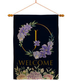 Welcome J Initial - Floral Spring Vertical Impressions Decorative Flags HG130244 Made In USA