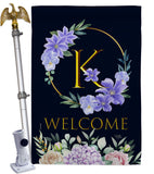 Welcome K Initial - Floral Spring Vertical Impressions Decorative Flags HG130245 Made In USA