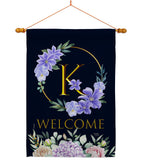 Welcome K Initial - Floral Spring Vertical Impressions Decorative Flags HG130245 Made In USA